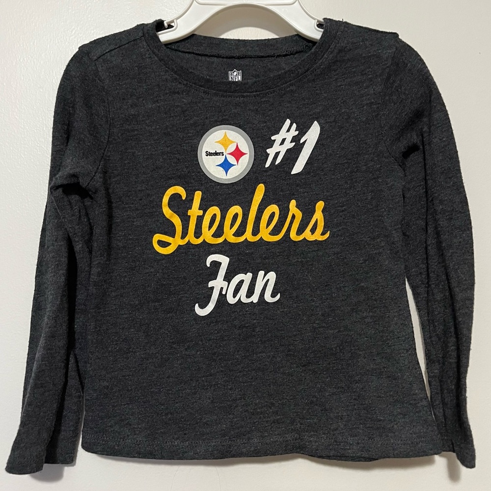 Bundle NFL Steelers Fan Kid 3T Dark Gray Long Sleeve Tee & Blue Long Sleeve Tee